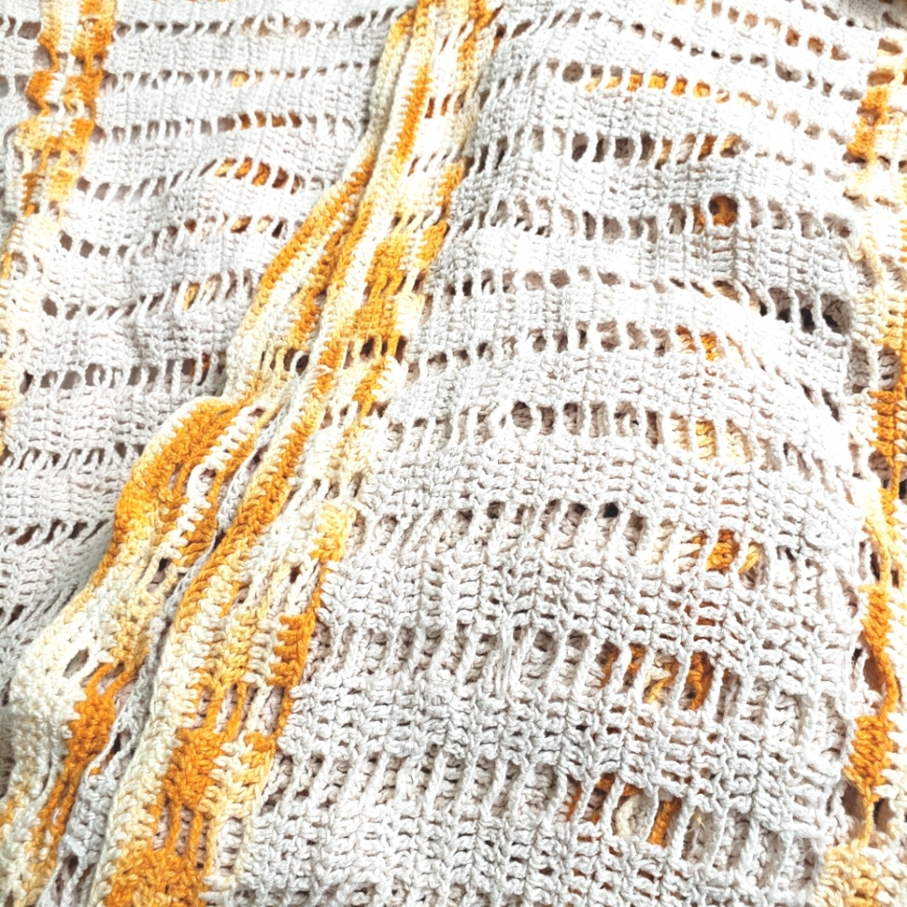 1970's Vintage Crocheted Table Cloth.